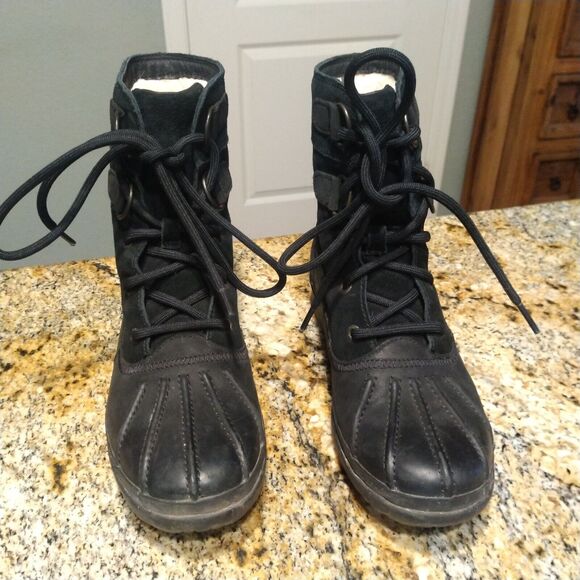 UGG Azaria Black Waterproof Suede Lace Up Leather Winter Boots 1017380 Women's 7 - Picture 8 of 12